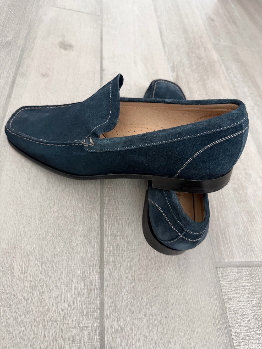 Johnston & Murphy Navy Suede Slip-On Loafers - Picture 5 of 10